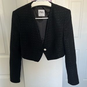 Zara Jewel Button textured cropped jacket M